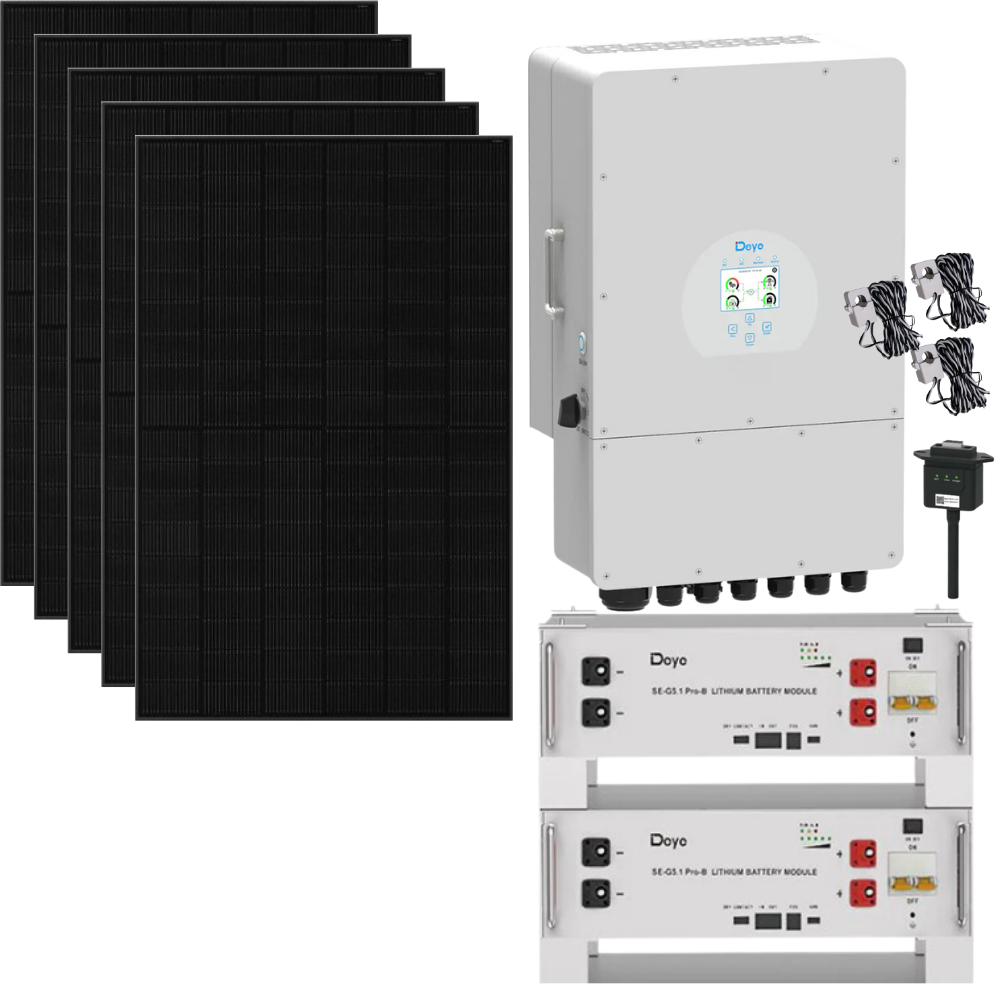 12,9 kWp Photovoltaik Komplett-Set JA Solar full black Module + Wechselrichter + 10 kWh Stromspeicher